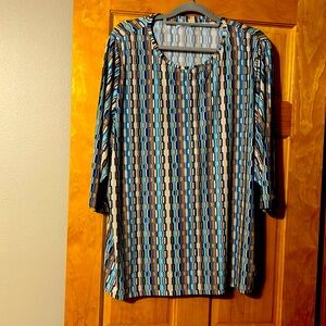Allison Daley 3X Top With 3/4 Lengths Sleeves and Modest Neckline.